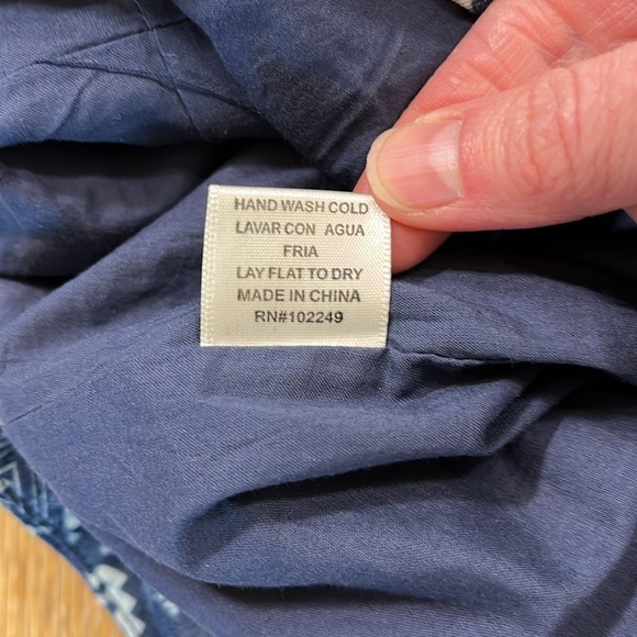 Skies Are Blue Navy Coral Aztec Print Mini Dress Lined V-Neck Back Zip Small EUC - Picture 11 of 14